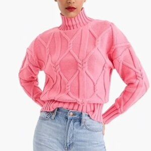 J.Crew Collection Cable Mock Neck Pink Sweater Jumper‎ Women's Size Small